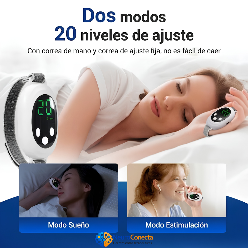 Dispositivo Anti-Insomnio y Relajación por Microcorriente EMS — Ayuda Portátil para Dormir y Alivio del Estrés (20 Niveles)