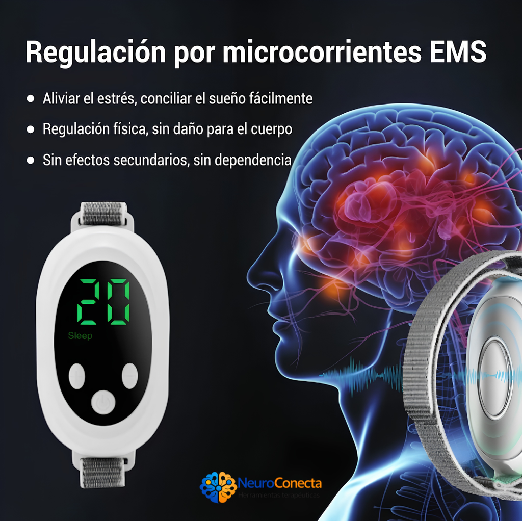Dispositivo Anti-Insomnio y Relajación por Microcorriente EMS — Ayuda Portátil para Dormir y Alivio del Estrés (20 Niveles)