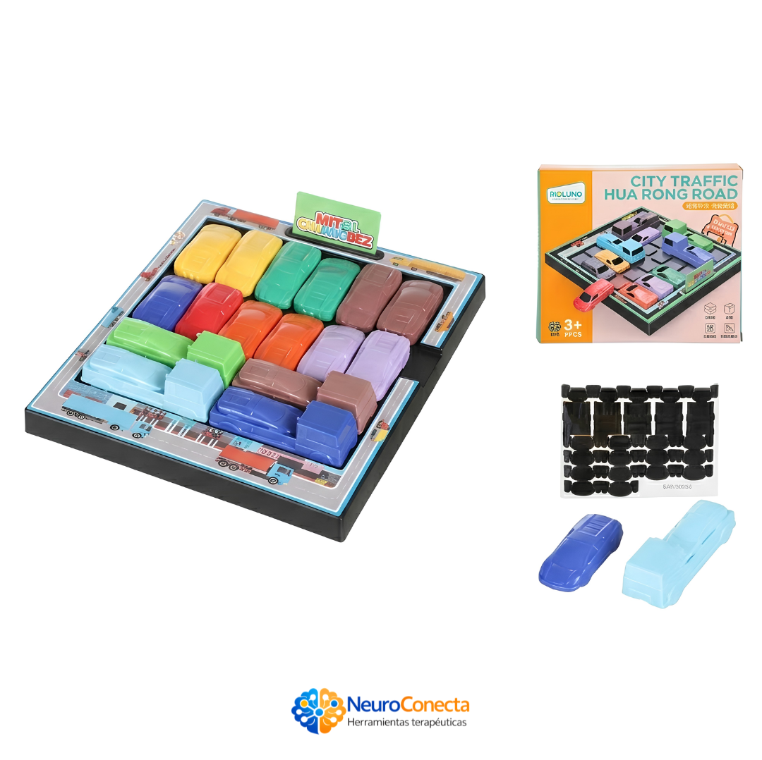 Rompecabezas de Tráfico NeuroConecta — Juego de Mesa de Lógica, Planificación y Resolución de Problemas
